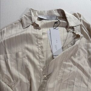 IRO Cream and Light Beige Striped Button-Down Shirt